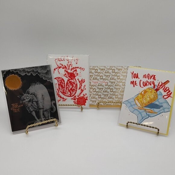 Reyn Paper Co Fall Cards Envelopes Funny Corn Halloween Cats Happy Peace and Joy - Picture 1 of 11